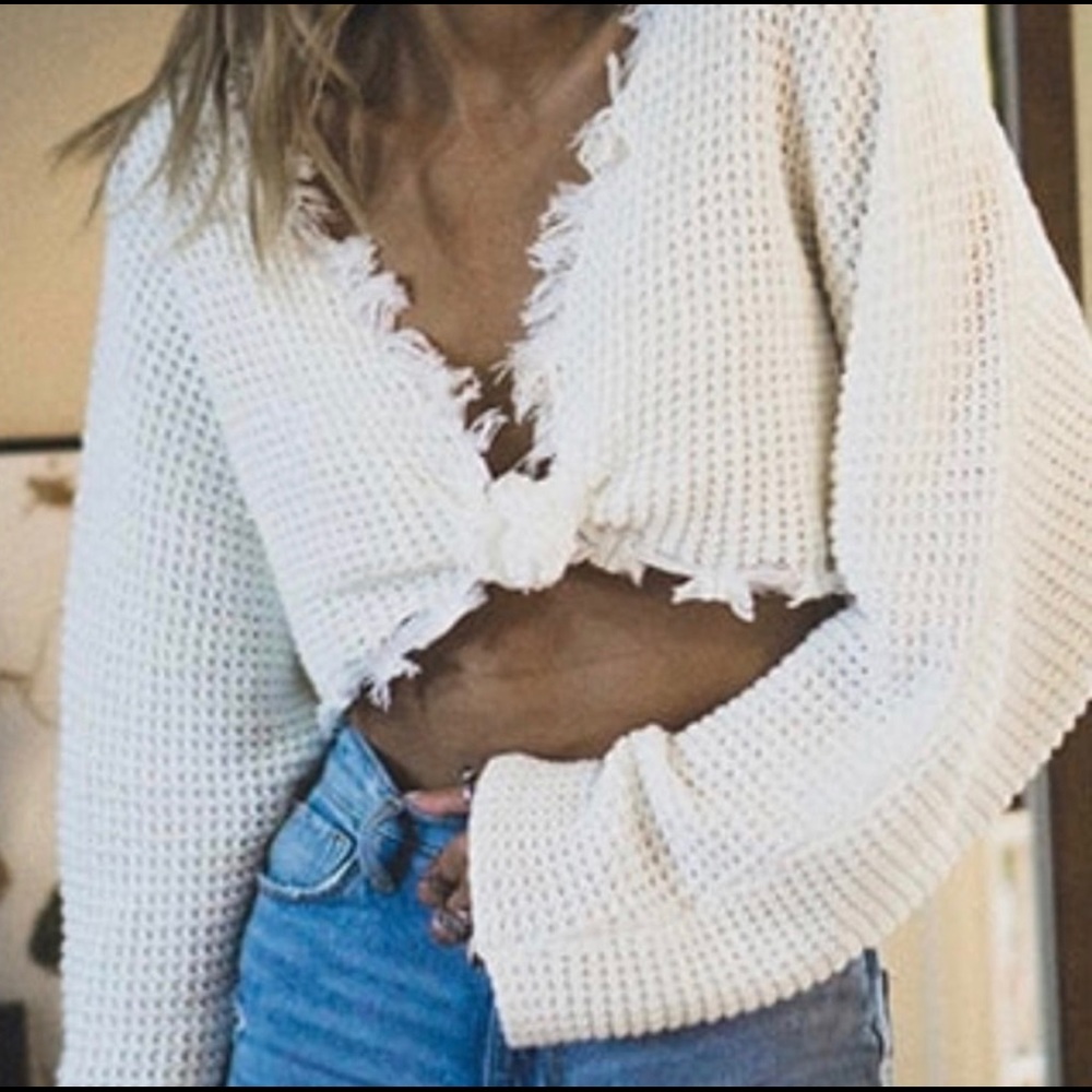 Frayed knit sweater